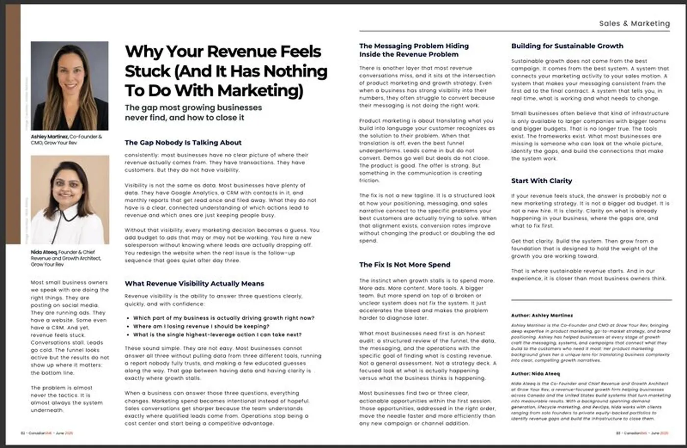Grow Your Rev featured in CanadianSME Small Business Magazine, June 2026
